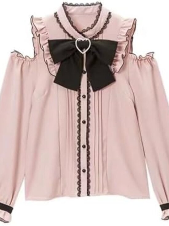 Tops - New - Kawaii Clothing Blouse Goth Shirt Women Lace Mesh Sheer Long Sleeve Blouse